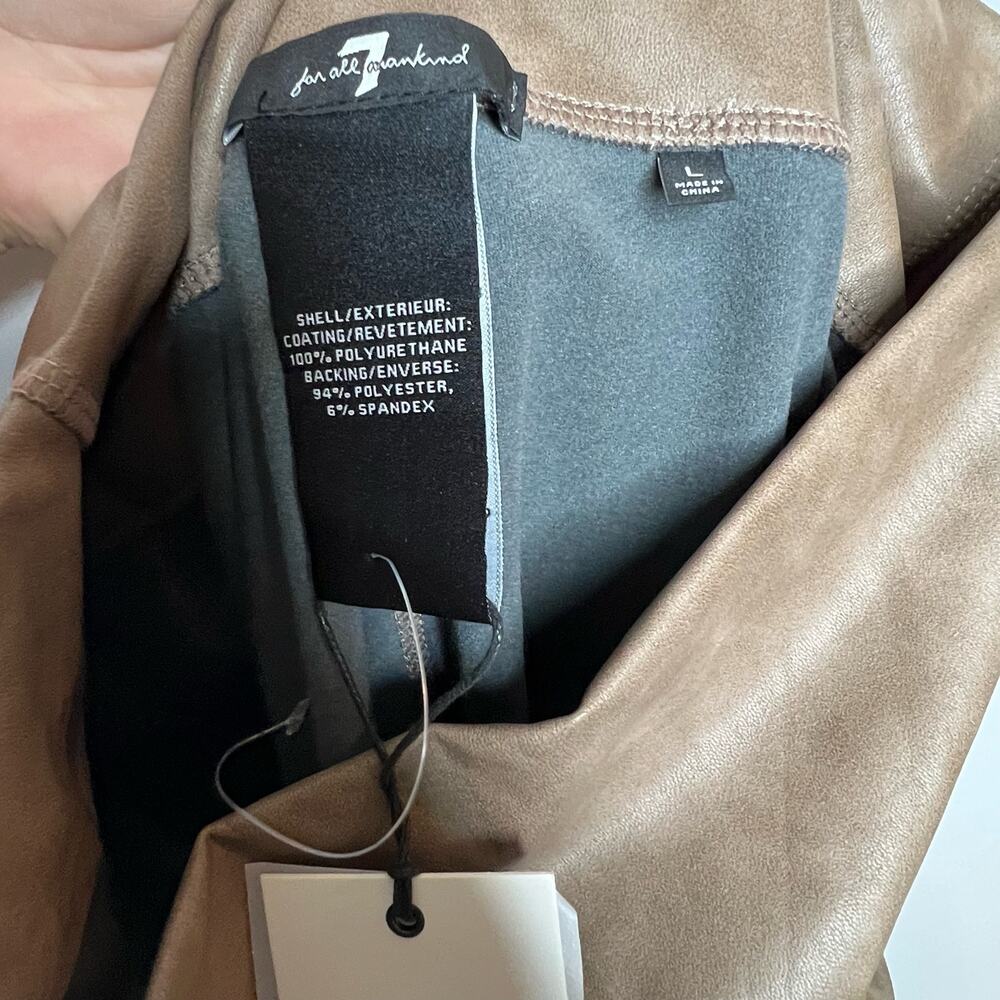 NWT 7 For All Mankind Tan Faux Leather Moto Pants Size Large - Picture 6 of 8